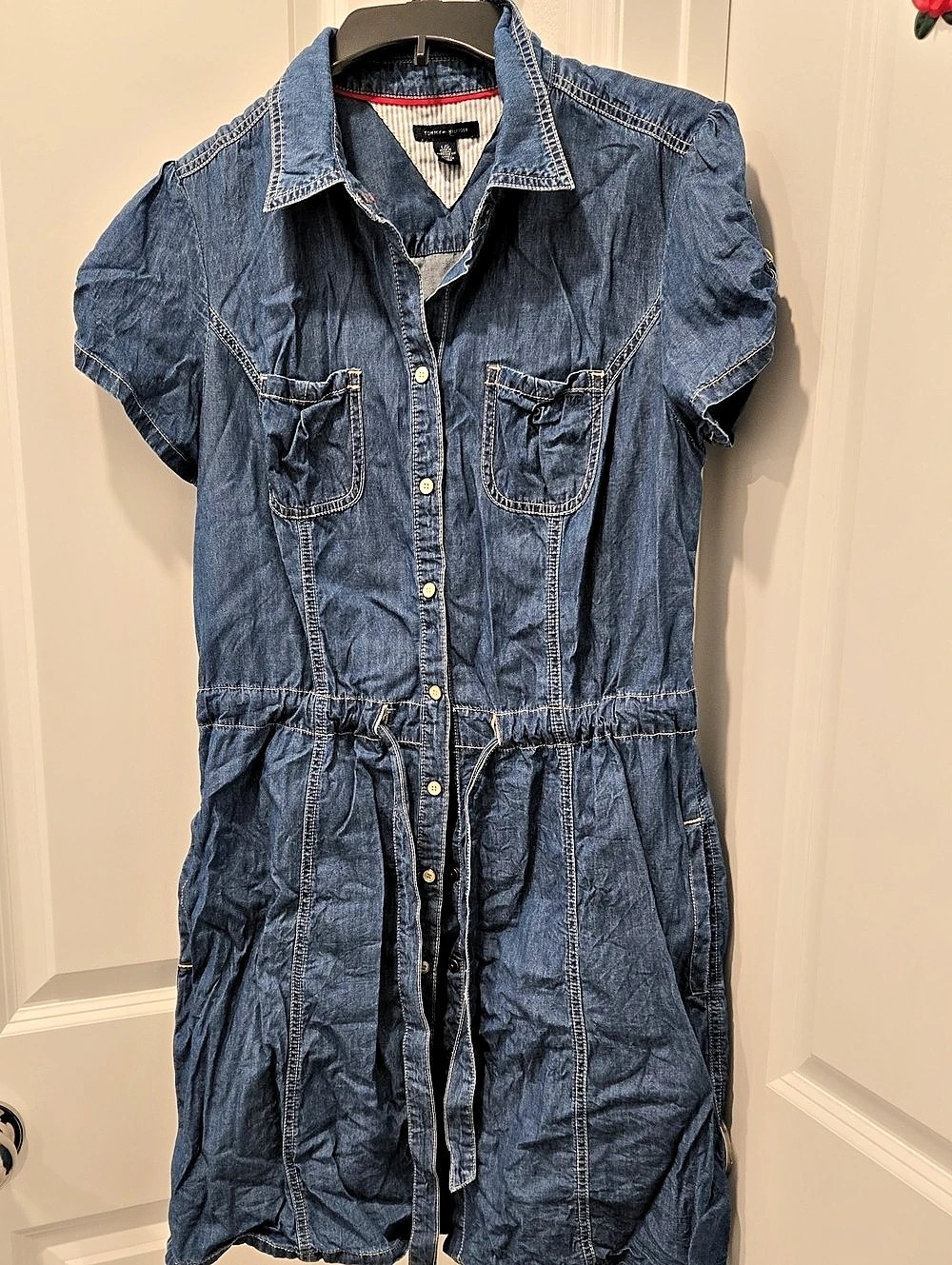 Tommy Hilfiger Denim Mini Shirt Dress in Blue Like New